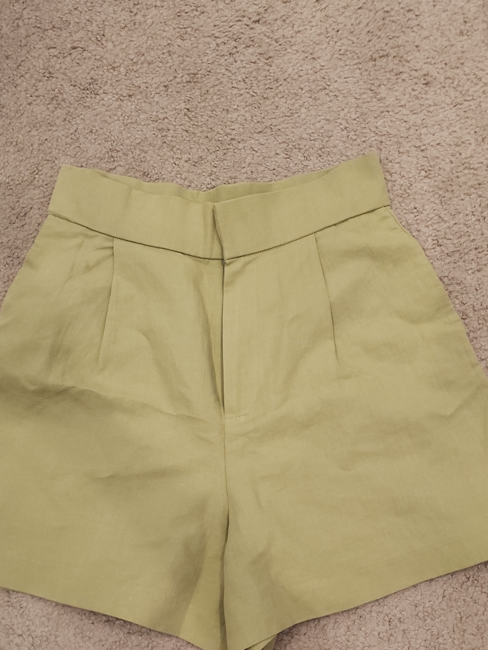 Zara High-Waist Olive Tone Women's Shorts